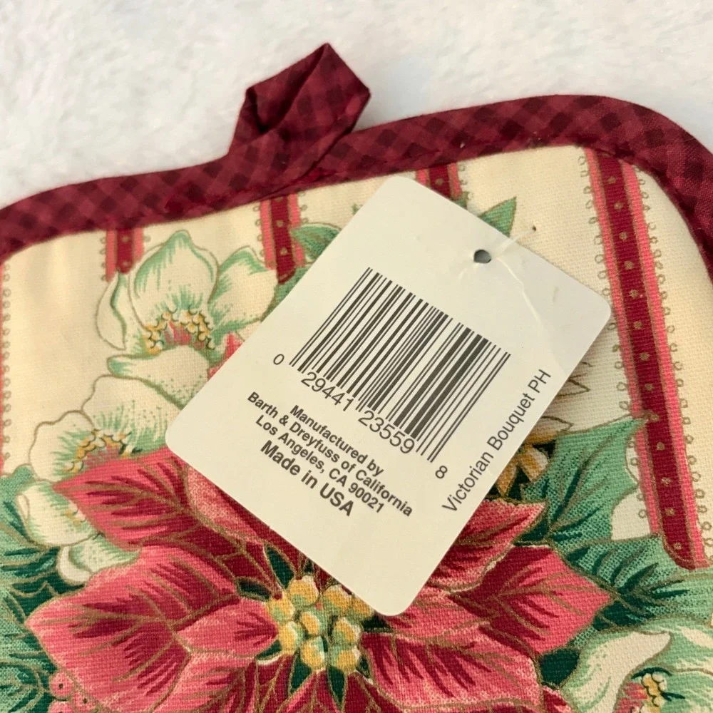 Barth‎ & Dreyfuss Potholders Set 3 Christmas Poinsettia Apple Vintage Red Green